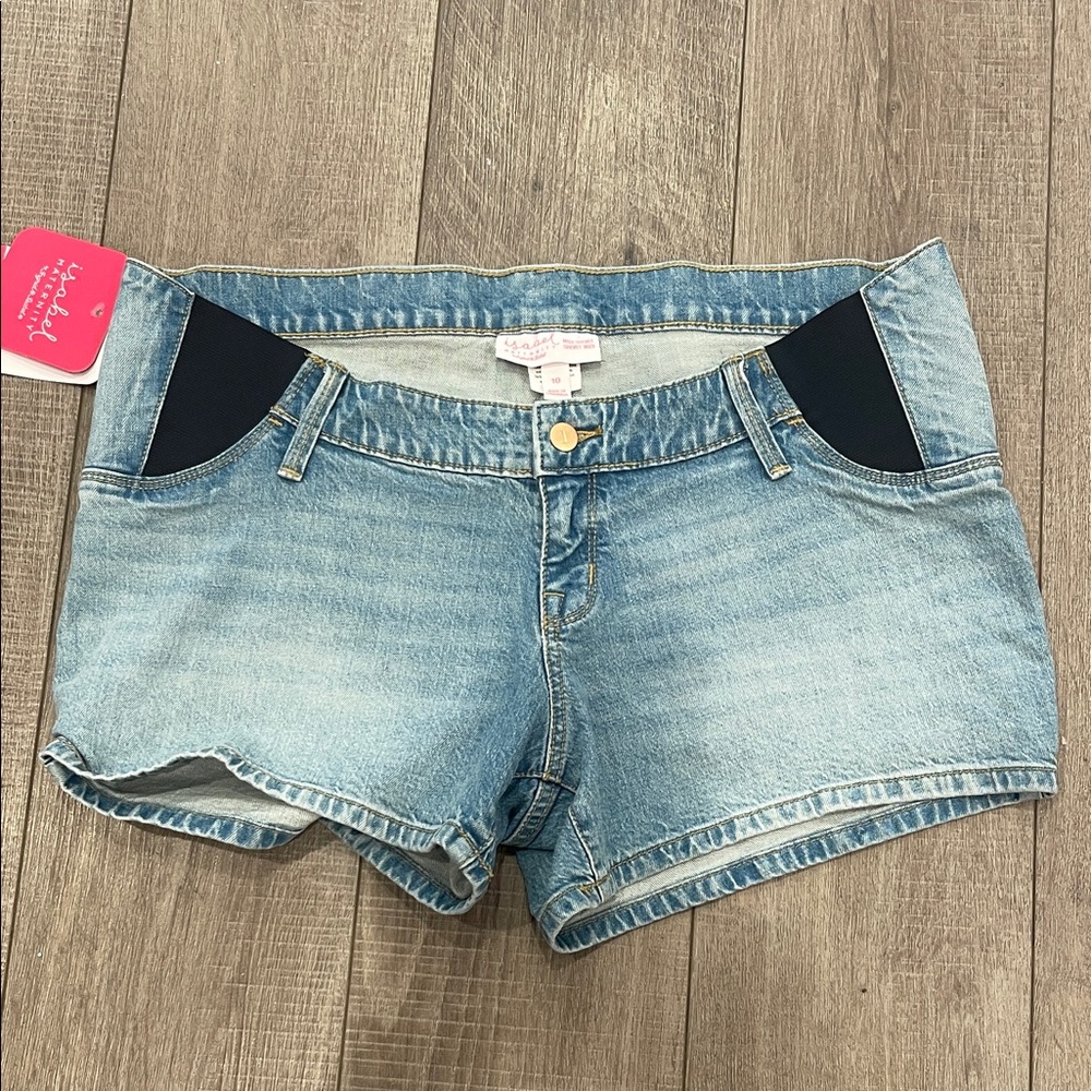 Isabel Maternity Light Blue Jean Shorts New With Tags Size 10
